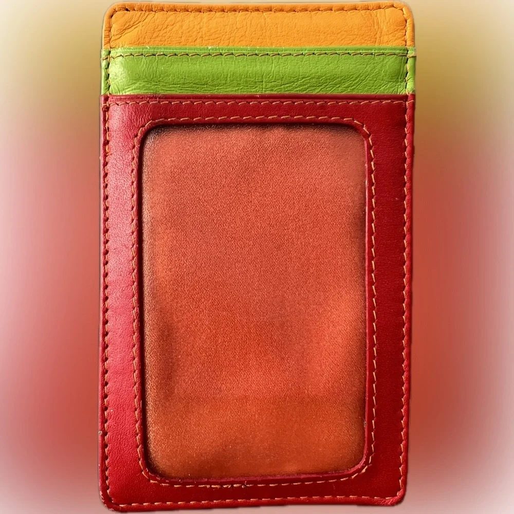 💲💳Leather Credit Card Case Holder Multicolor Red/Orange/Green/Yellow | MyWalit